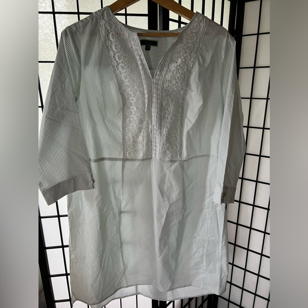 C.  Wonder Striped Shirt Dress W/ Embroidered Lace Detail Plus NWOT